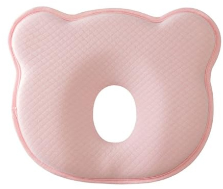 AQCQDQ Babykissen Kopfkissen, Neugeborene Memory Foam Reisekissen, Kinder Kissen, Anti-Flachkopf-Minikissen für Baby Kleinkinder Nacken Lenden und Kniestütze (25x22x3 cm,Rosa)
