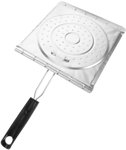 Toast Maker Grillrost Silber 1 Stück aus Edelstahl Faltbar für Barbecue | Perforierte Fläche, Unbeschichtet, mit Kunststoffgriff, für Toastscheiben und Fleisch beim Camping