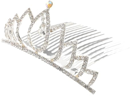 Luxshiny Brautkrone Kamm Haarschmuck Clip mit Strass Weißer Kronenkamm für Damen für Hochzeitszeremonien und Festliche Events
