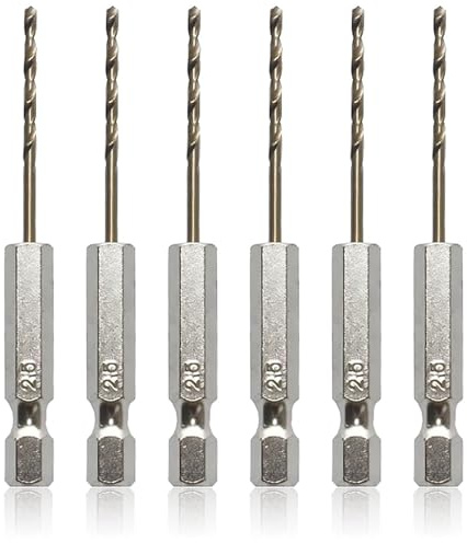 6pcs 2.5mm Drill Bits Set, Drill Bits for Wood High Speed Steel Titanium Drill Bit,1/4 Hex M35 Hex Shank Drill Bit Set, Pilot Drill Bits for Marble Glass and Ceramic Tiles Metal and Plastic