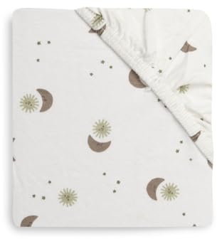 Jollein Spannbettlaken Jersey - Für Babywiege, Beistellbett & Kinderwagen - 40/50x80/90cm - 100% Baumwolle - Mit Gummizug - Over The Moon