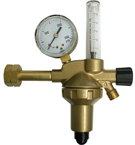 Rhöna Flaschendruckmindererbis Formiergas 200 bar Eingangsdruck mit Vordruckausgleich, Meßrohr 50l/min. Ausg. 3/8? l.h.