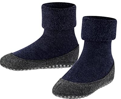 FALKE Unisex Kinder Hausschuhe Cosyshoe, Wolle, 1 Paar, Blau (Dark Blue 6680), 23-24