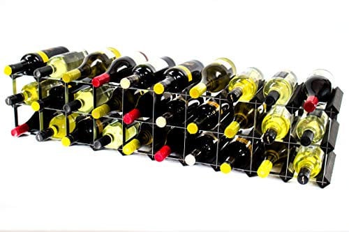 Classic 20/30 Bottle Cupboard top Black Stained Wood and galvanised Metal Wine Rack Ready Assembled