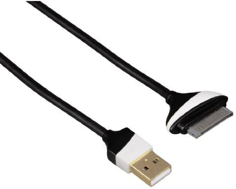 Hama 00119428 Premium-Anschlusskabel für Apple iPad (USB-A Stecker auf 30-polig Stecker, 1,5m) schwarz/weiß