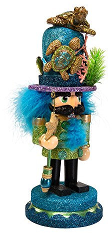 Kurt Adler Hollywood Nussknacker mit Meeresschildkrötenhut, 27,9 cm, Blau