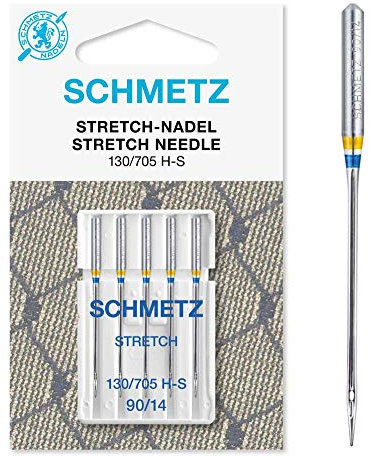 SCHMETZ | 5 Nähmaschinennadeln | Stretch | 130/705 H-S | Nadeldicke 90/14 | auf jeder gängigen Haushaltsnähmaschine einsetzbar