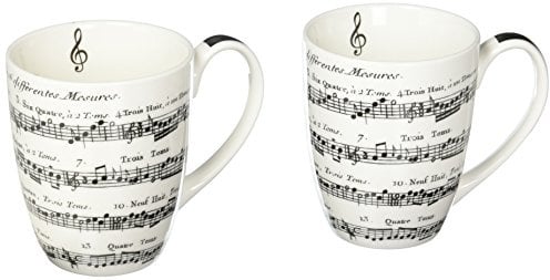 Paperproducts Design Gift Mugs with Distinctive Adagio Design (Set of 2), 7.75 x 3.5 x 4.5, White/Black