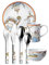 Puresigns One Moema - Vajilla infantil (7 piezas, porcelana, acero inoxidable pulido), color plateado