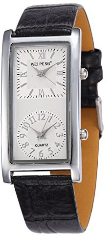 Unendlich U Fashion Damen Quarzarmbanduhr Schwarz PU Lederband Armbanduhr mit Doppelt Zifferblatt Römische, Arabische Ziffern für Frauen/Mädchen