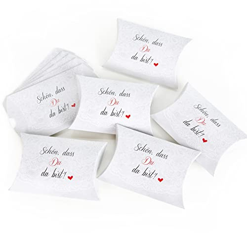 Logbuch-Verlag 100 Geschenkschachteln zum Befüllen SCHÖN DASS DU DA BIST - kleine Geschenkbox für Gastgeschenke & Mitgebsel 15 x 10,3 cm