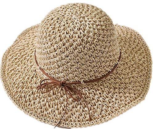 QCHOMEE Capeline Eté Respirant Chapeau de Soleil Paille Plage Seau Bassin Pêche Camping UPF50+ Anti-UV Casquette Visière Large Bord Réglable Sun Cap Voyage Vacances Pliable pour Femme Dame