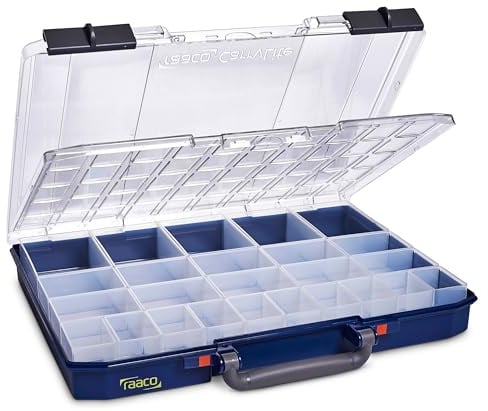 Raaco CarryLite 55 5x10-25/DL Sortierbox, 25 Einsätze, mit 25 Einsätze | Leicht Sortierbox für Werkstatt, mit 25 Einsätze für Kleinteile, Traglast 10 kg, Sichere Aufbewahrung CarryLite 55 5x10-25/DL