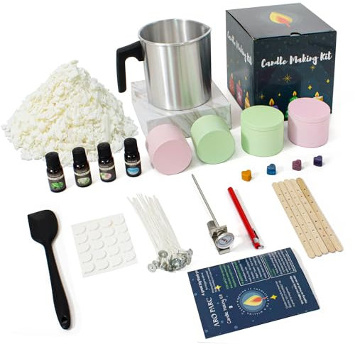 Julwshiper Complete Candle Making Kit with Wax Pot, Candle Making Supplies for Adult Beginners and Professional, DIY Craft Tools Including Essential Oil, Dye, Soy Wax, Wicks, Candle Jars