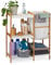 Relaxdays Badregal mit Wäschekorb, offen & stehend, Badezimmer Regal aus Bambus & MDF, HBT 76 x 65,5 x 33 cm, natur/weiß