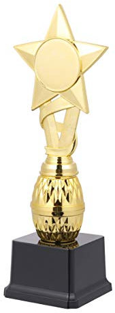 NUOBESTY Goldene Kunststoff-Trophäe mit Stern-Auszeichnung, für Sportgewinner, Feiern, Kinder-Partygeschenke, 25 cm