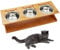 Petsoigné Haute Gamelle pour Chat et Chiot Bol Incliné pour Chat et Chien avec Support en Bois (3 Bols, Acier Inoxydable)