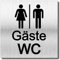 Türschild Gäste WC Schild UV Druck 12 x 12cm - 3mm Aluverbund - Made in Germany - Art.Nr. 2103