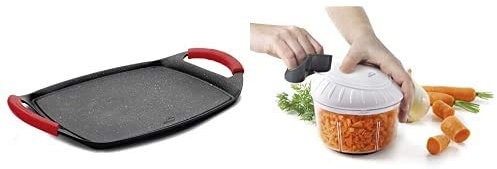 Lacor 25536 Plancha de Asar, Grill Eco Piedra, Compatibilidad: todo tipo de cocinas + 60434 Espátula Grill Acodada Inox. 12 x 27 cm