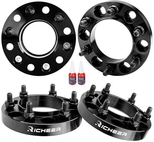 Richeer 1 inch 6x5.5 Hub Centric Wheel Spacers with for Tacoma 4Runner Tundra Fortuner Ventury GX470 GX460, 4PCS Forged 6x139.7mm Wheel Spacers with 12x1.5 Studs & 106mm Center Bore