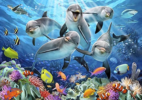 Fototapete Kinderzimmer Unterwasser Aquarium Fische Kinder Vlies Tapete Latexdruck UV-Beständig Geruchsfrei Hohe Auflösung Montagefertig (12849, V8 (368x254 cm) 4 Bahnen)