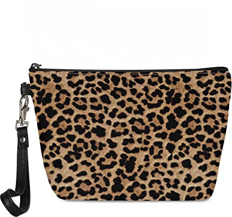Jeiento Kosmetiktaschen für Damen, tragbar, klein, Make-up-Tasche, Kulturbeutel, Organizer, PU-Leder, leopard, L