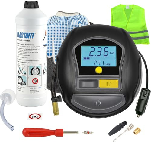 ELASTOFIT XT1000 Reifenpannenset Reifendichtmittel 10 Jahre haltbar Reifenreparaturset (XT1000 Plus)