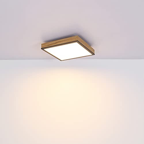 INNOVATE LED Deckenleuchte Holzrahmen eckig 45x45cm – Deckenlampe Holz flach – Panel quadratisch – modernes Deckenpanel LED - Wohnzimmerlampe 230 Volt 1500 Lumen 3000K 24 Watt