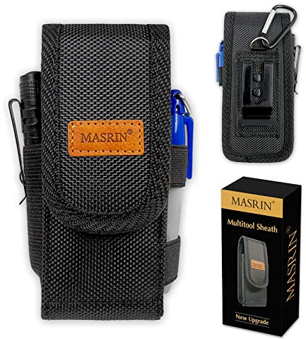 Multitool Sheath-EDC Pouch,Multi Tool Holster for Belt,Small Tactical Tool Pouch Accessories,Organizer Sheath Compatible with Multi Tool Case with Leather Logo and Belt Clip for Man