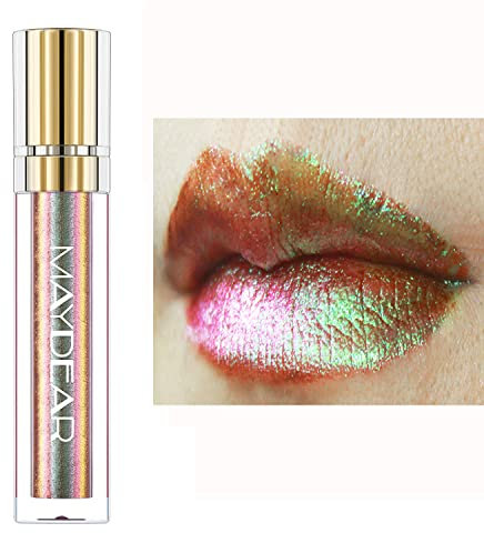 Maydear Chamäleon-Lippenstift, langlebiger, wasserfester, bunter, diamantschimmernder Lipgloss für Frauen und Mädchen, Make-up-Set