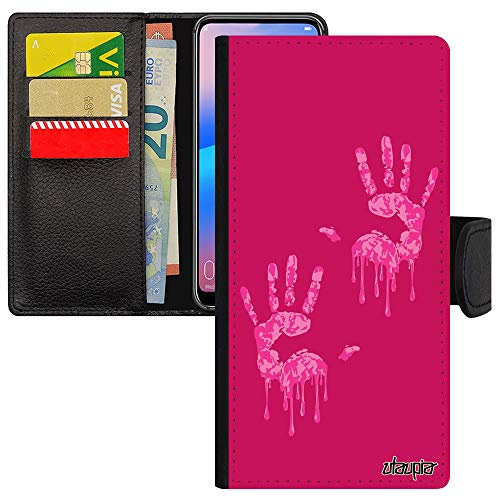 Coque Main pour S22+ Plus Simili Cuir Portable à clapet Rose Telephone Trace de Fantaisie Mobile Pas Cher Case Image pour Samsung Galaxy