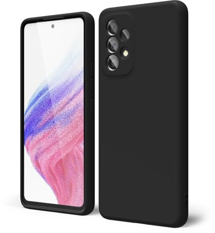 oakxco for Samsung Galaxy A53 5G Case Silicone, Thin Slim Grip Soft Rubber Gel Protective Phone Case for Women, Matte Plain Solid Color Aesthetic Cute Girly Case with Camera Cover, Black