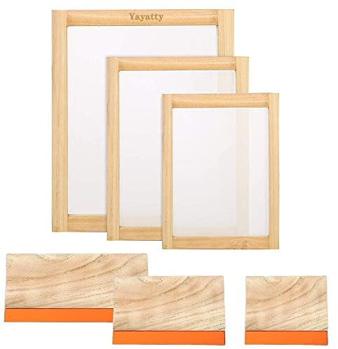 Yayatty Kit per Serigrafia, 5 Pz Cornice per Serigrafia in Legno Kit Cornice per Serigrafia in Legno, Racle per Serigrafia per Serigrafia