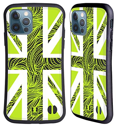 Head Case Designs Neon Green Rope Union Jack Collection Hybrid Case Compatible With Apple iPhone 12 / iPhone 12 Pro