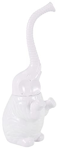 Elephant Toilet Brush,Bathroom Bristled Toilet Brush Detachable Elephant Shape with long handle,Christmas,New Year's Day (White)
