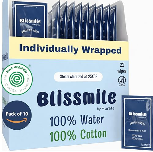 Mini Travel Wipes - 100% Water - Individually Wrapped - for Hand, Face & Body - Odourless Wet Wipes for Adults & Children, Baby with Sensitive Skin - Feminine Wipes for Women, Essentials