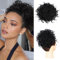 PORSMEER Haarteil Dutt Haar Bun mit Elastischer Kordelzug Kurz Locken Welle Pferdeschwanz Haarteil Kunsthaar wie Echthaar Updo Haarverlängerung zopf für Frauen Tägliche,Natürliches Schwarz