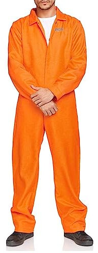 XIXIMAON Halloween Prisoner Costume Adult Inmate Uniform Orange Prisoner Jumpsuit Women Men Jail Costume Criminal Playsuit Overalls Cosplay Outfits (Men Orange, XXL)