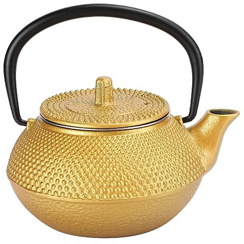 Xnferty Gold Japanese Cast Iron Teapot Kettle Set Loose Leaf Tea Pot Uncoated with Strainer 0.3L Tea and Zen Set Boiler for Home Tea House