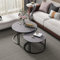 FATIVO Marmor Couchtisch 2er Set, Satztisch Rund Wohnzimmertisch mit schwarz Metallrahmen - Stabiler Satztische fürs Wohnzimmer, Beistelltisch für Schlafzimmer Balkon - Klein 35×57cm / Groß 41×70cm
