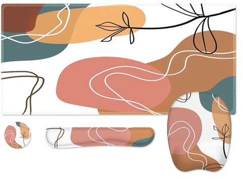 Anyshock Schreibtischunterlage, Gaming Mauspad mit Handgelenkauflage, Tastatur Handgelenkauflage, 4 in 1 Ergonomische Schreibtischunterlage Großes Set mit Untersetzer, Computertastatur