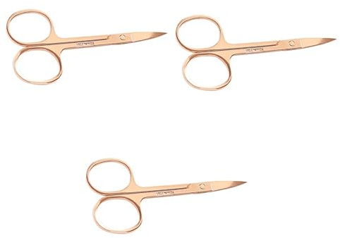 FOMIYES 3stücke Edelstahl Nasenhaarschneider Augenbrauenschneider Sicherer Vibrissa Haarschneider Mit Runden Klingen Für Präzises Trimmen Für Männer Und Frauen Goldfarben