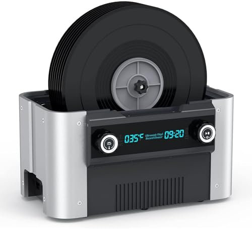 HLGKBY Nettoyeur de disques vinyles, Machine de Nettoyage de disques ultrasoniques, Avertissement Intelligent de température de l'eau à Haute fréquence avec Fonction de Chauffage de synchronisation