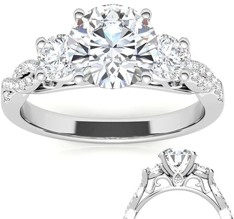 Molioaki Verlobungsring Damen Sterling Silber 925 Eheringe Damen Unendlichkeits Drei Stein Verlobungsring Diamantring 1 Karat Brillantschliff 5A Zirkonia Ring Verlobung Hochzeit Geschenk-60