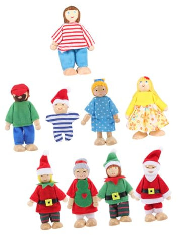 PRETYZOOM Kinderspielzeug 9 Stück Puppenpuppen Für Kinder Mini Spielzeug Familien Rollenspielzeug Weihnachtsmann Familie Handpuppen Bequemes Babyspielzeug Weihnachtspuppen