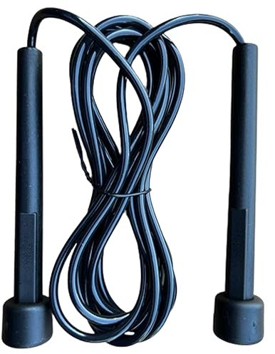 Skipping Rope Adult Fitness for Men & Women Speed Jumping Rope Comfortable Handle Best Fat Loss Exercise Workout Equipment with Measuring Tape (Black)