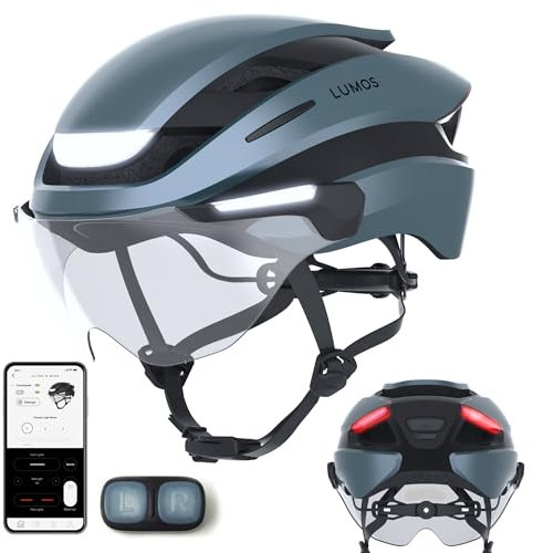 Lumos Ultra E-Bike Smart-Helm | NTA 8776 Zertifiziert | LED-Front- & Rücklichter | Einziehbares Visier | App-Steuerung | Für E-Bike, Scooter, Radfahren | Erwachsene, Männer, Frauen