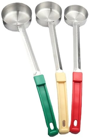 Qomcsrl Stainless Steel Portion Control Solid Serving Spoon 3-Piece Combo Set 2Oz, 3Oz, 4Oz Flat Bottom Spoon