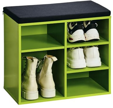 Kesper | Schuhschrank mit Sitzkissen, Material: Faserplatte, Maße: B51,5 x H48 cm x L29,5 cm, Farbe: Grün, Schwarz |15962
