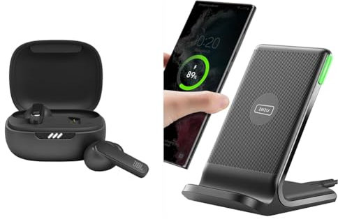 JBL Live Pro 2 TWS Earphones, In Ear, Noise Cancelling Bluetooth Earphones with 40 hours of Battery Life & INIU Wireless Charger, 15W Fast Wireless Charging Stand Qi Certified